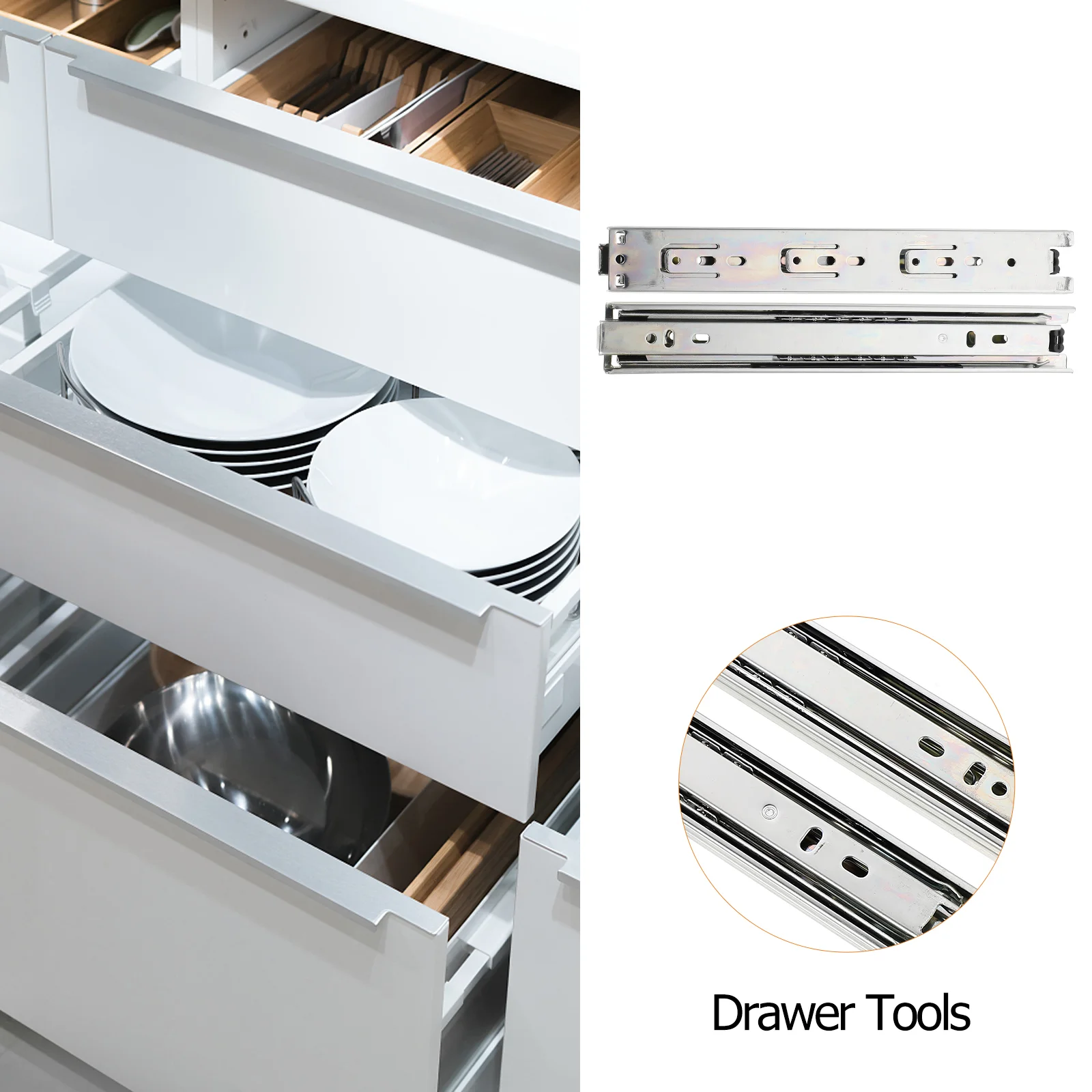 2 пары направляющих для выдвижных ящиков Трехсекционные направляющие мебельные