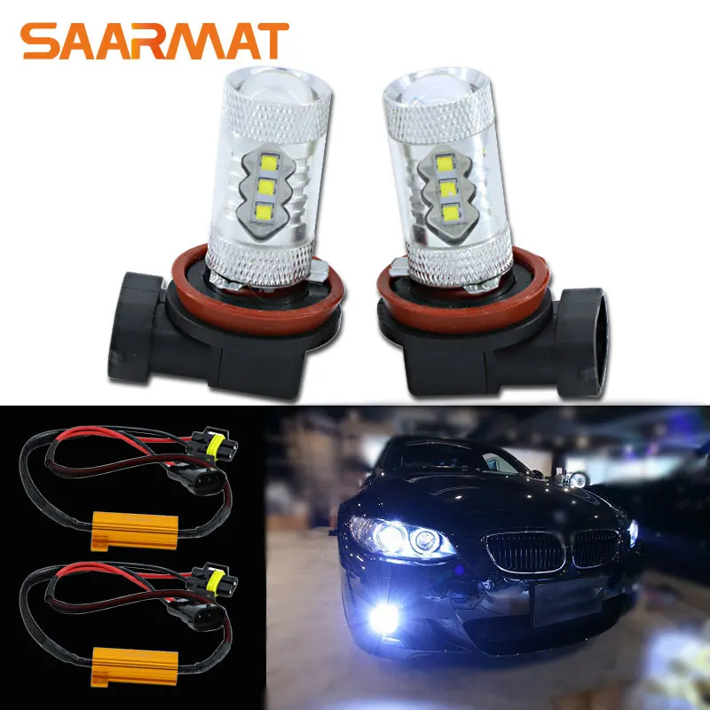 

Белые светодиодные противотуманные фары 6000K H8 H9 H11 XBD, декодер Canbus для BMW E71 X6 M E70 X5 E83 F25 x3, 2 шт.