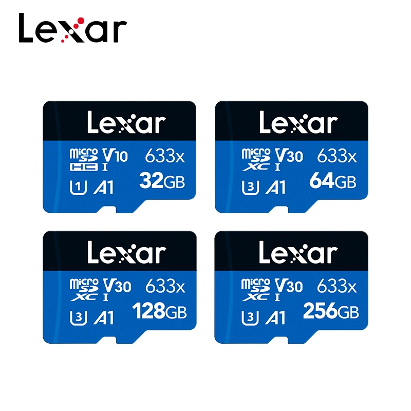 Карта памяти Lexar TF Оригинальная карта 633x32 Гб 64 128 ГБ 256 SDHC A1 V10 высокоскоростная Micro
