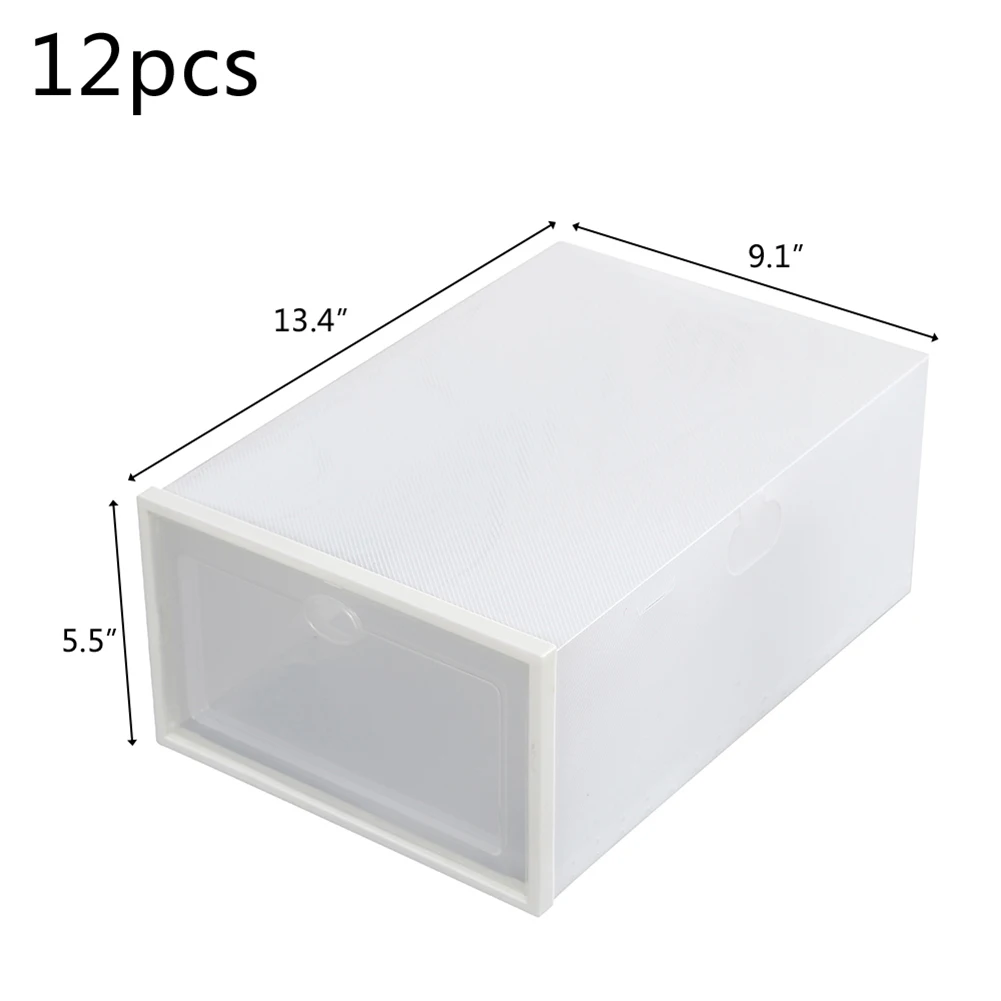 

12 Pack Plastic Shoes Case Thickened Transparent Drawer Case Plastic Shoe Boxes Stackable Box Shoe Organizer Shoe box