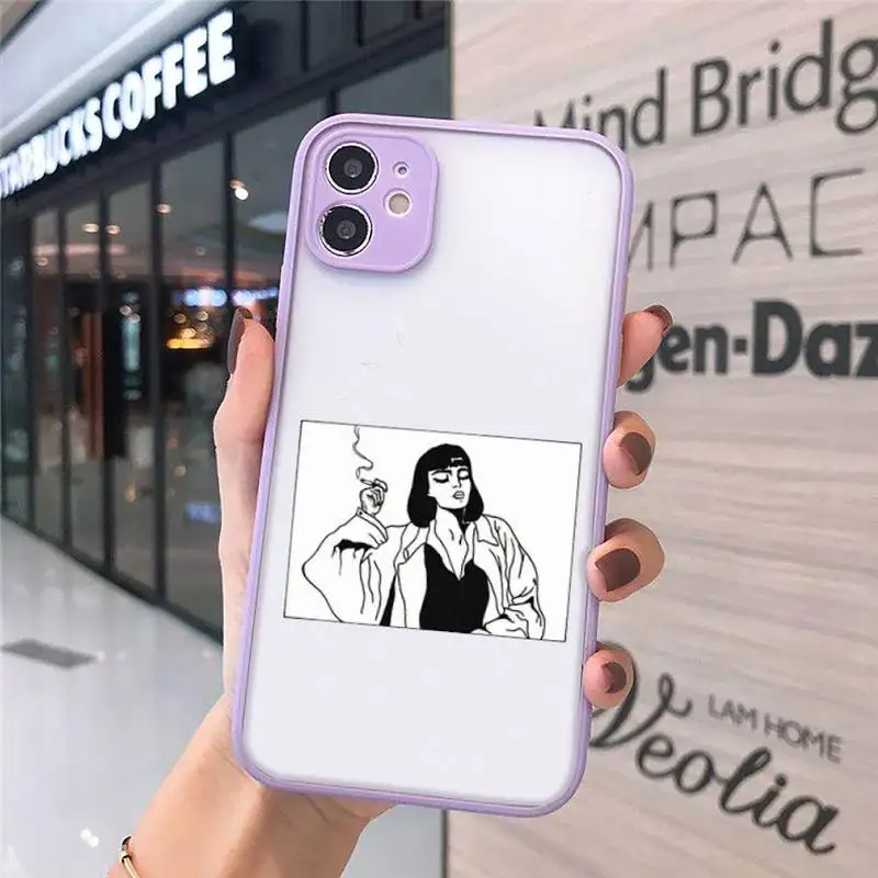 

Cool smoking heartbreaker girl Phone Case Matte For iPhone 12 Mini 11 Pro XR XS Max 7 8 Plus X Hard PC Back Cover