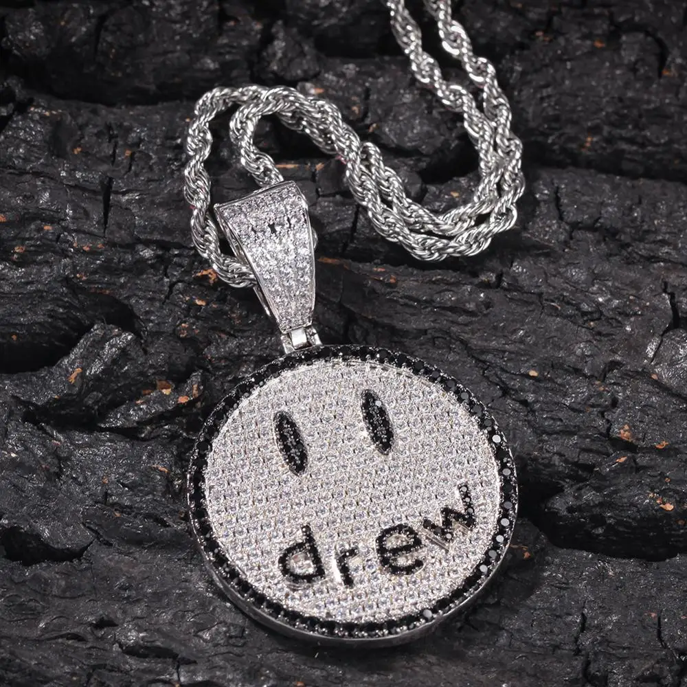 

Zciti Hip Hop Jewelry Drew Necklace Smiling Face Pendant For Men Women New Arrival Micro Pave Colorful Zircon Lovers Necklace