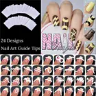 1 Набор направляющих для ногтей с французскими краями, белая звезда, сердечко, 24 листа, волнистая линия, DIY, трафаретная наклейка, инструмент для укладки ногтей