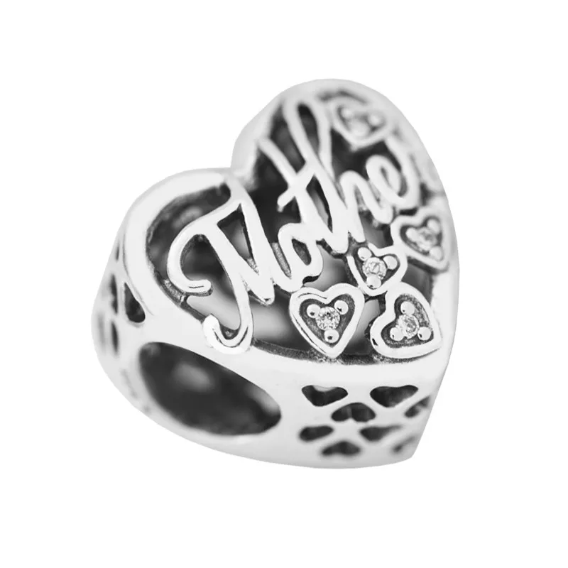 

Clear CZ Mother & Son Heart Beads for Silver 925 Original Charms Bracelets DIY Charm Beads for Jewelry Making Silver Sterling