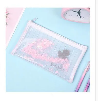 20cm x 11cm White 1 шт. Kawaii 2 слоя A5 B6 Bling папка для файлов Настольный органайзер для бумаг Карандаш сумка для хранения канцелярские принадлежности - Цвет: 20cm x 11cm White