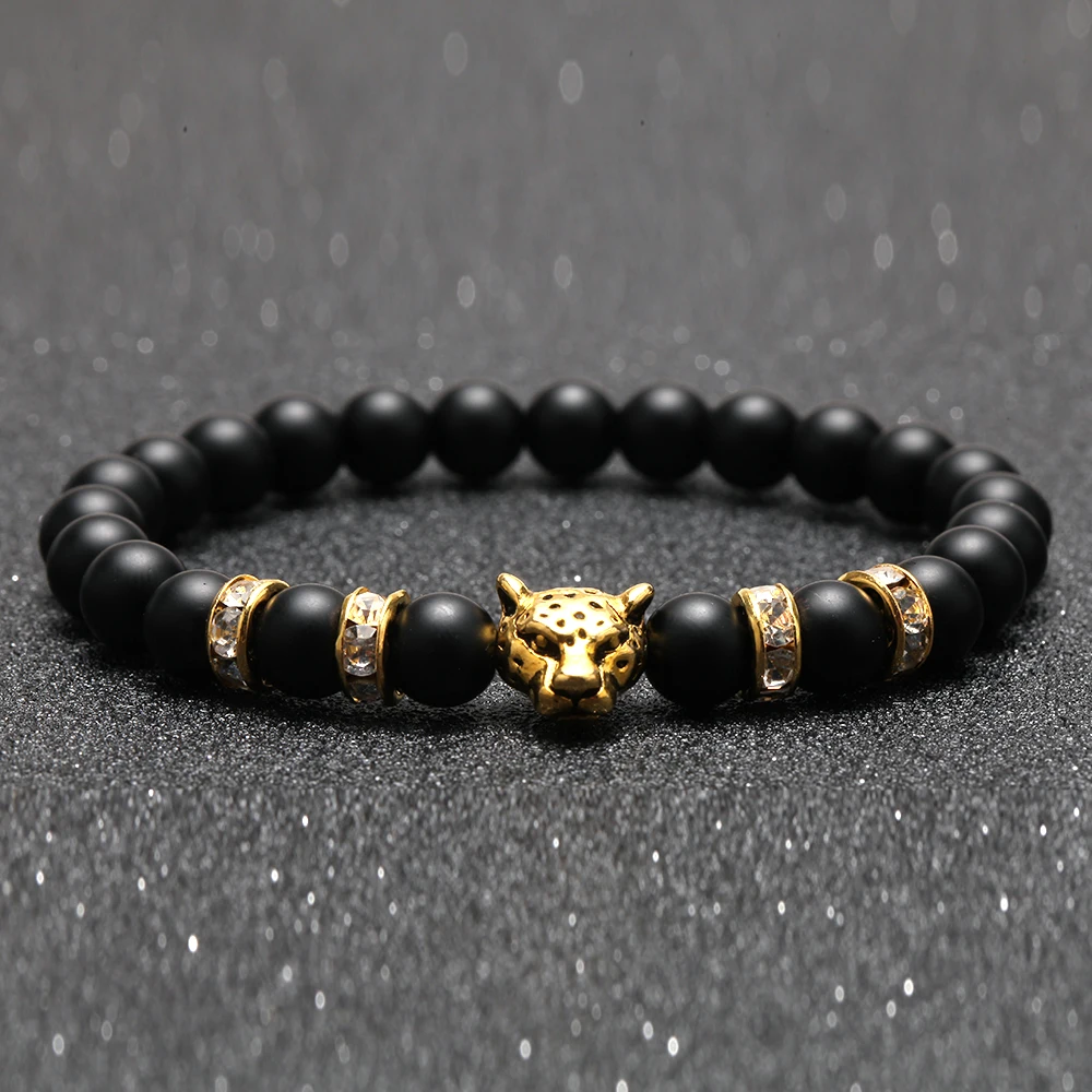 Браслет с шармами для мужчин и женщин золотистый браслет головой леопарда из
