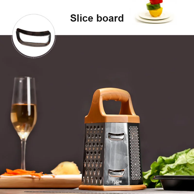 Кухня Нержавеющая сталь 6-гранная коробки терка для овощей резки сыра