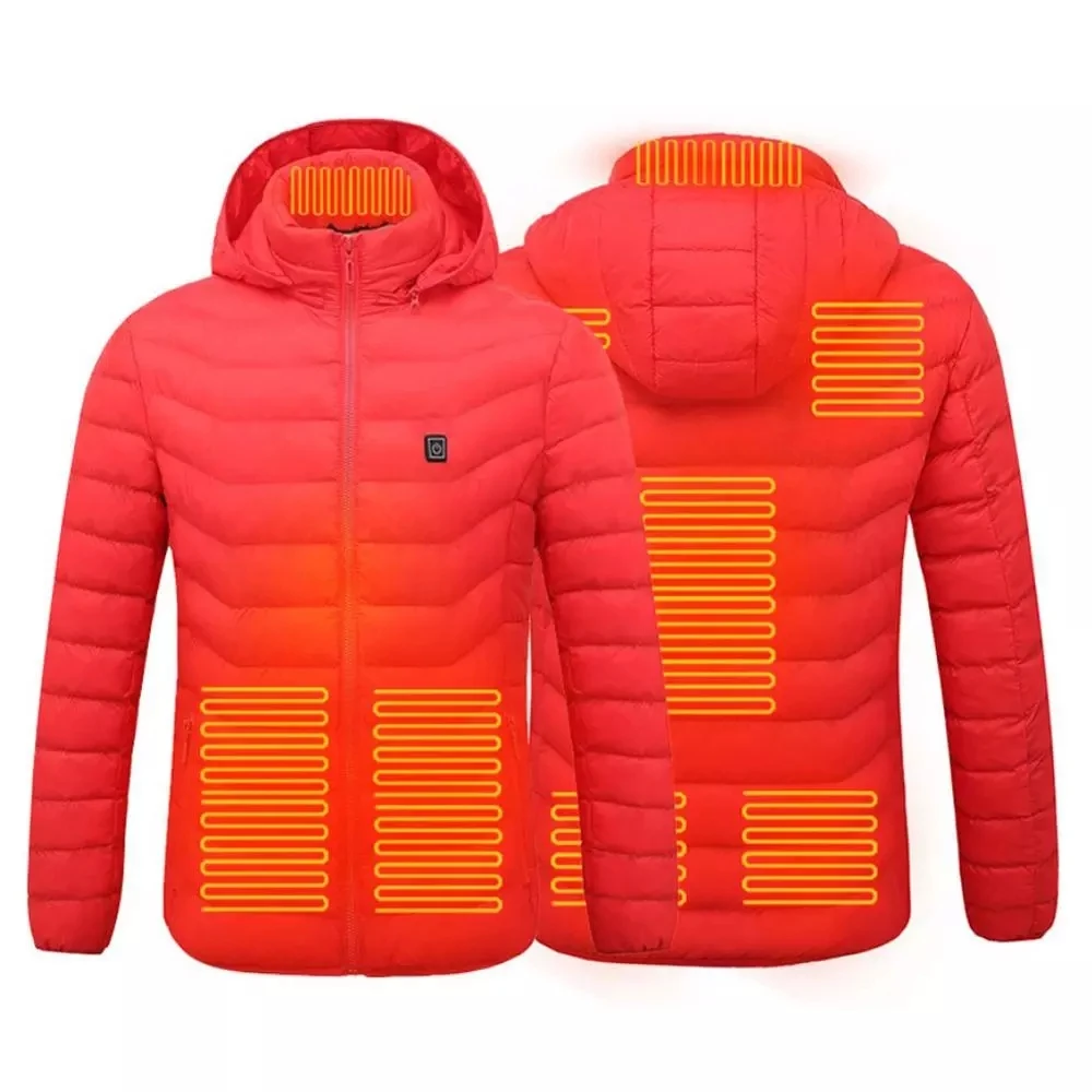 

2021 Men USB Electric Heating Jacket 8 Areas Heating Vest Long sleeve Heating Coat Thermal Washable gilet homme manche longue