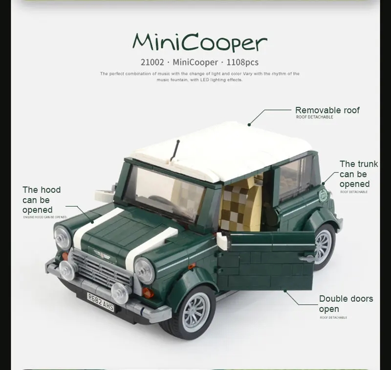 Создатель 21001 Volkswagen T1 ван кемпер 10220 10242 мини купер 21002 21003 жук 10252 10258 лондонский автобус 21045 строительные блоки