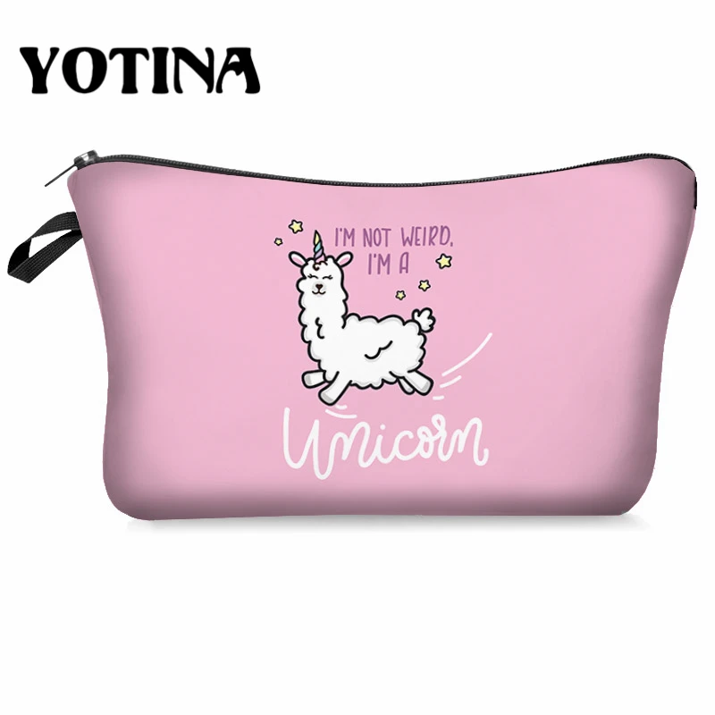bpd54191 Yotina женская косметичка llama 3D печать с разноцветным рисунком Макияж сумка на молнии путешествий Органайзер для макияжа - Цвет: bpd54191