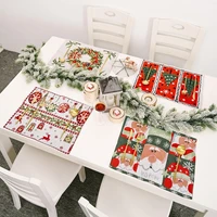 4pcs useful dinning pad reusable 4 styles table pad santa elk christmas tree place mat festival supplies dish mat