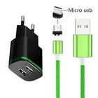 Зарядный кабель Micro USB для Samsung Galaxy A6 Xiaomi Redmi 7 Huawei honor 7A LG Q60 Asus, светодиодный потоковый светящийся Магнитный зарядный кабель