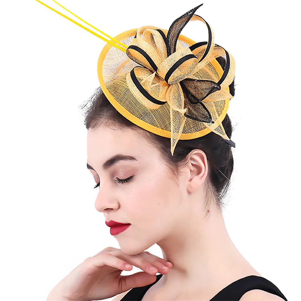 Новые женские Свадебные шляпы и вуалетки для волос с искусственными перьями