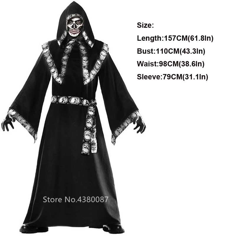 Men Costume Для мужчин монах костюм священника в готическом стиле, страшный Скелет средневековый Для женщин костюм ведьмы на Хэллоуин Косплэй ужас плащ-Мантия карнавальный вечерние Маскировка - Цвет: Men Costume
