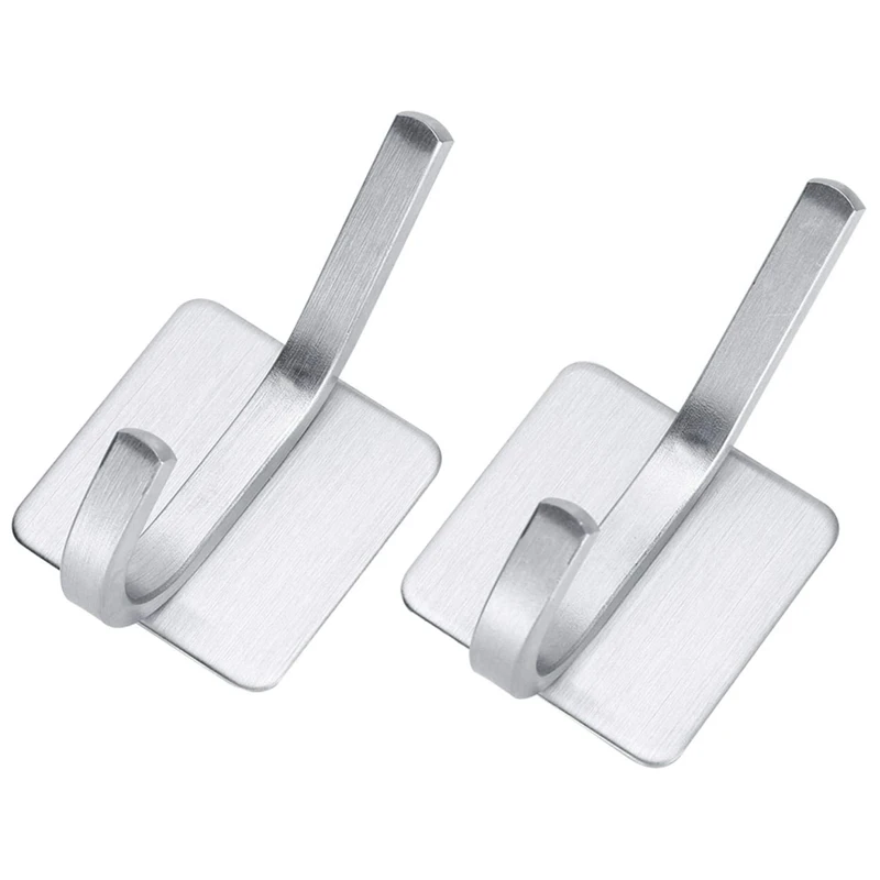 

2Pcs 304 Stainless Steel Creative Hook Strong and Seamless Door Back Single Hook Kitchen Bathroom Waterproof Coat Hook