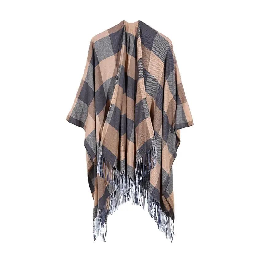 Клетчатые пашмины 6 цветов модные зимние теплые клетчатые пончо оверсайз шали и