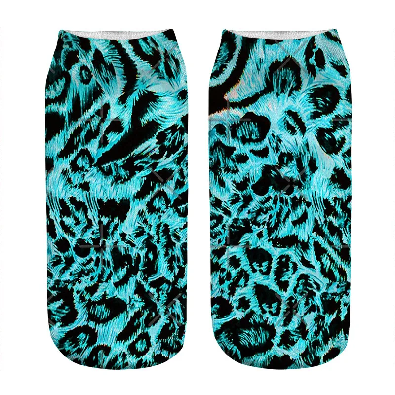 

Женские носки, кавайные бирюзовые морские леопардовые носки с принтом, женские Веселые смешные носки в стиле Харадзюку, новинка, милые пода...