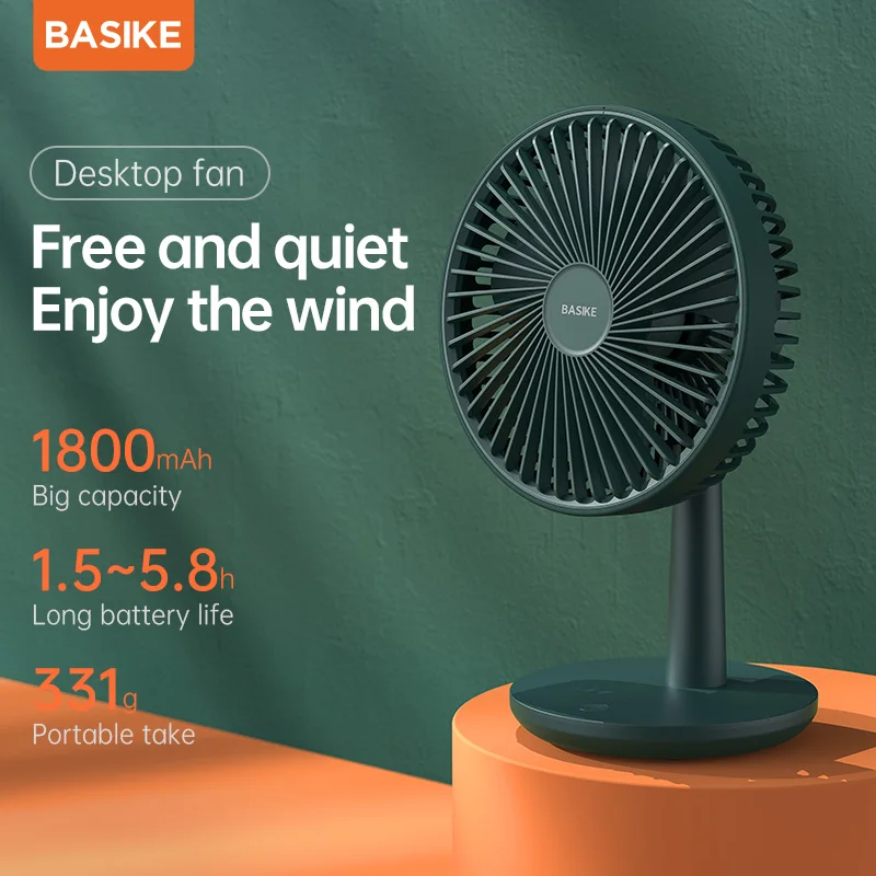 

BASIKE FA08 Table Fan Portable Desktop Fan Mini USB Fan Three-speed Adjustment Camping Fan Small Fan Lasting 5.8h Natural Wind