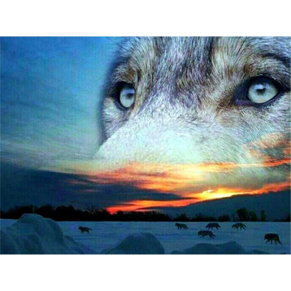 

Животным волком "сделай сам" 11CT Набор для вышивания крестиком ремесло набор для рукоделия с напечатаным холстом хлопчатобумажные нитки укр...