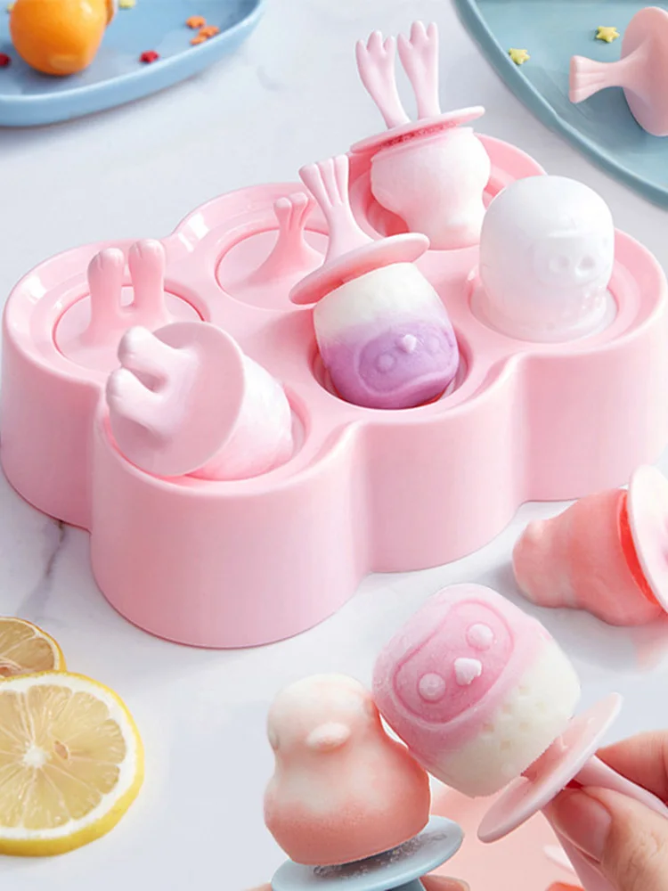 

3D Animal Shape Silicone Ice Cream Mould Ice Cube Tray Popsicle Barrel DIY Dessert Freezer Fruit Juice Ice Cream Popsicle Mold