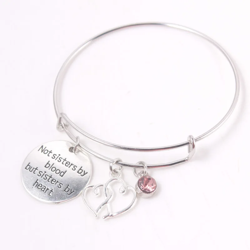 &quotNot sisters по крови но сестры сердечко&quot браслет с камнем месяца рождения