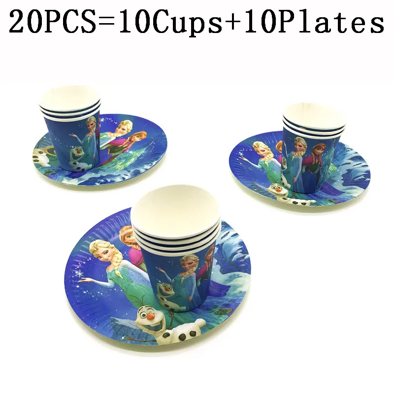 

20Pcs/40Pcs Frozen High Quality Blue Party Decorations Supplies Frozen Girl Birthday Party Paper Cups Plates Party Supplies Set
