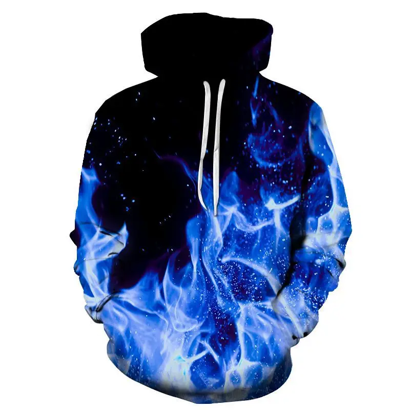 Толстовка с капюшоном для мужчин и женщин худи 3d принтом синего Красного
