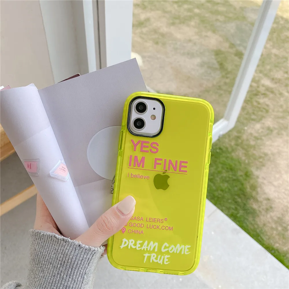 Флуоресцентный цветной чехол для телефона с надписью iPhone 11 Pro Max XR X XS 7 8 Plus