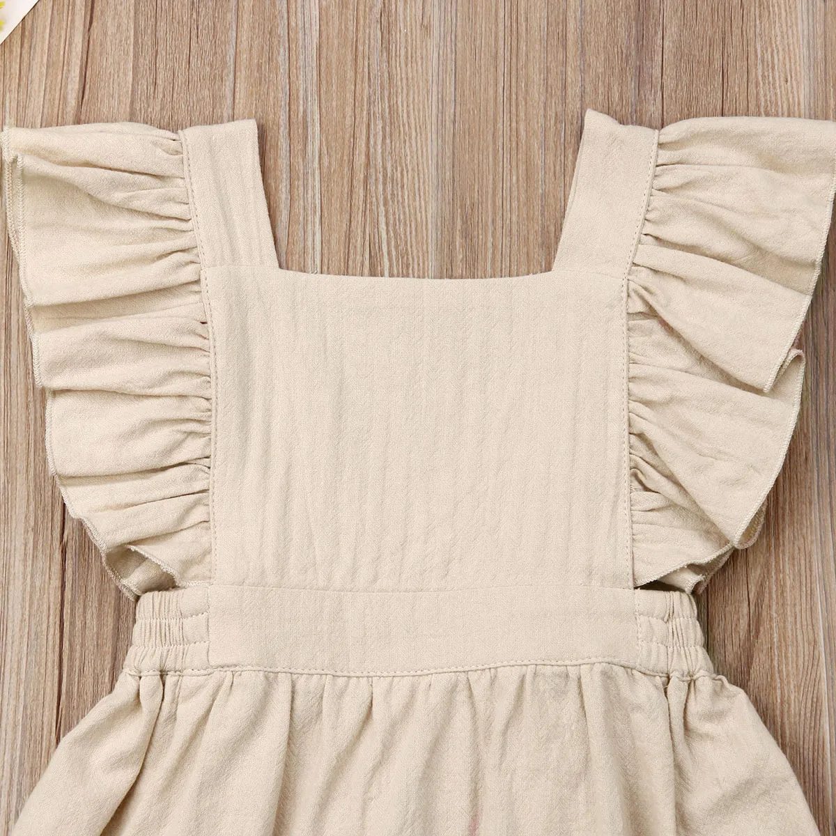 

Toddler Kids Baby Girl Cotton Linen Sleeveless Solid Color Party Dress Sundress
