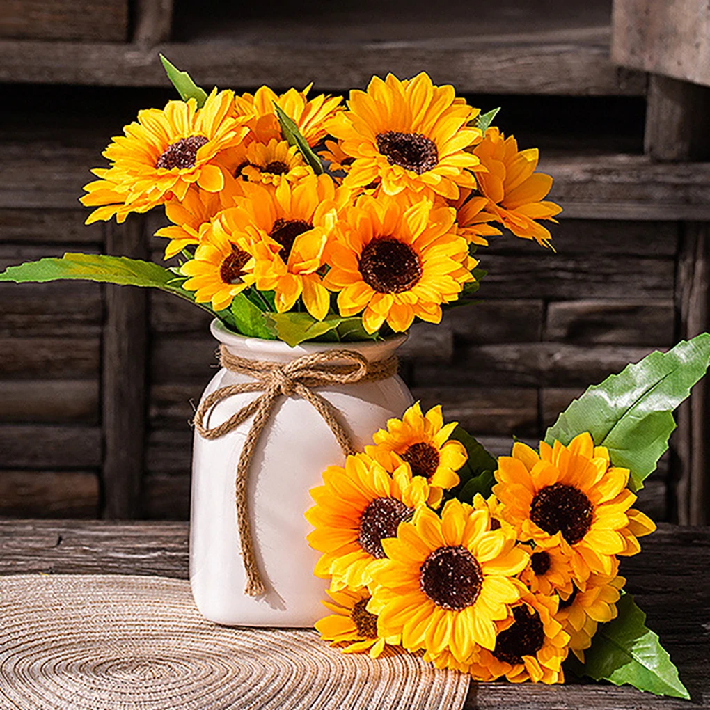 

Hot Sale 13-head Artificial Sunflower Bouquet 9-branch Simulation Flower Bouquet Home Fake Floral Decor