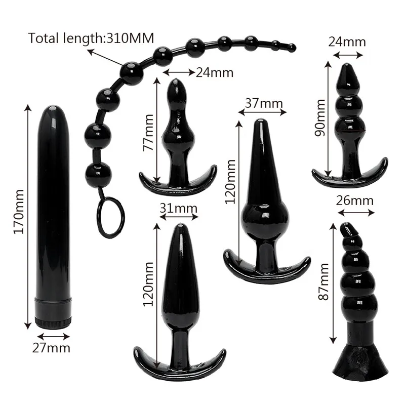 7PCS Anal Butt Plugs Trainer Kit Vibrator Bead Set Adults Sex Products Silicone Dilatador Massage Toys For Men Women |