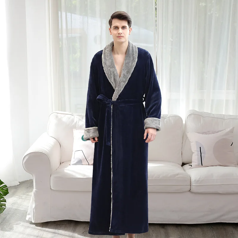

Night Dress Women Bathrobe Flannel Robe Female Winter Lengthened Coralline Plush Shawl Pijamas Long Sleeved Sexy Pajamas Warm