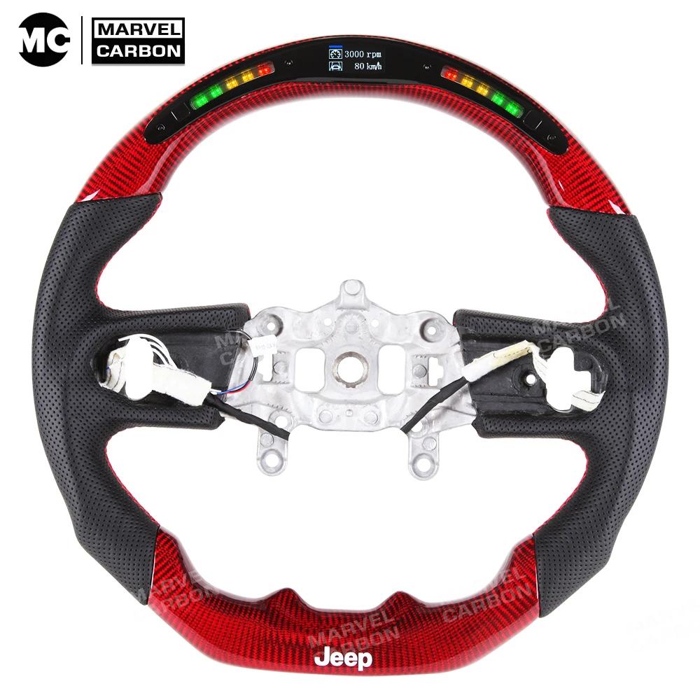 

LED Performance Steering Wheel Display Compatible for Jeep Wrangler+ 100% Real Carbon Fiber