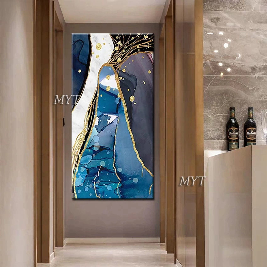 Текстурированная Золотая фольга на холсте ручная роспись Настенный декор