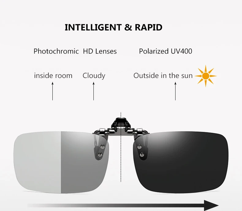 Поляризованные мужские женский зажим на солнцезащитные очки 180 ° кожаный чехол