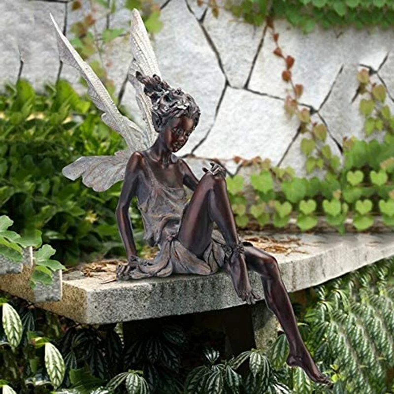 

Turek Sitting Fairy Statue Garden Ornament Resin Craft Landscaping Yard Decoration