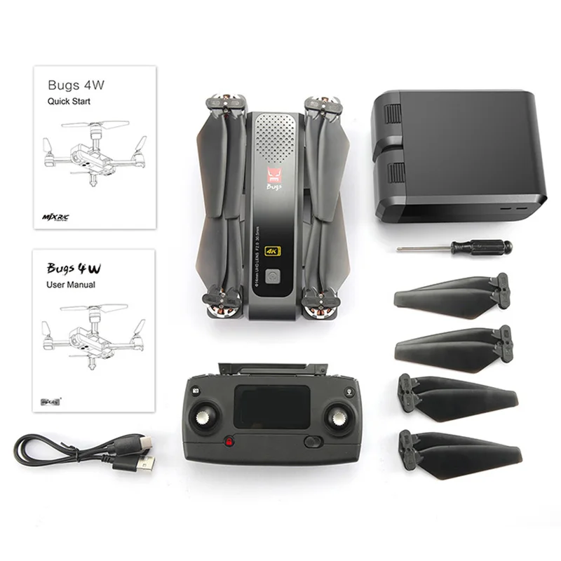Квадрокоптер MJX B4W Радиоуправляемый с Wi Fi FPV 4K HD камерой ультразвуковой GPS складной