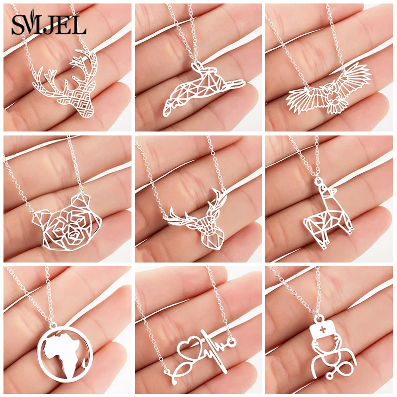 Ожерелье SMJEL с милыми животными и искусственными звездами длинная цепочка для