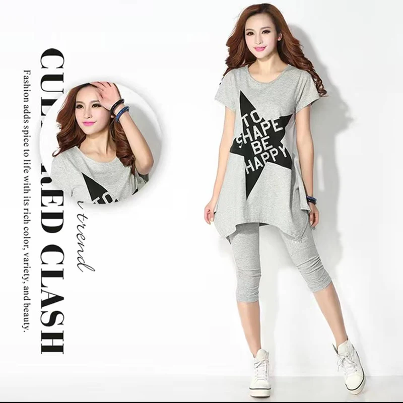 Женский хлопковый спортивный костюм повседневный облегающий комплект из двух