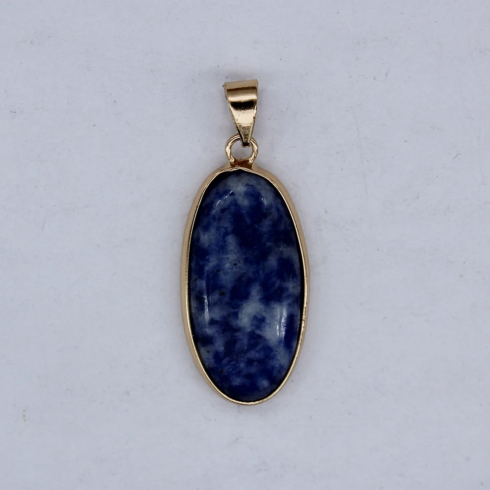 Natural Stone Pendant Oval Pendant Agate Lapis Lazuli Pendant Making Jewelry Necklace Ladies Gift 16mm*30mm*6mm images - 6