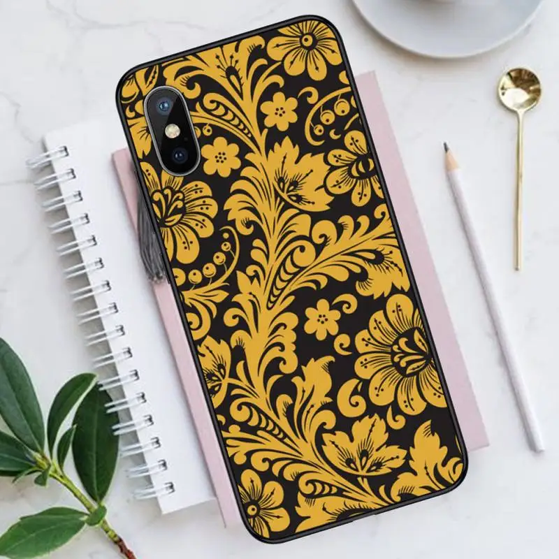 

Khokhloma Russian Pattern Flower Phone Case for iPhone 11 12 pro XS MAX 8 7 6 6S Plus X 5S SE 2020 XR shell funda coque