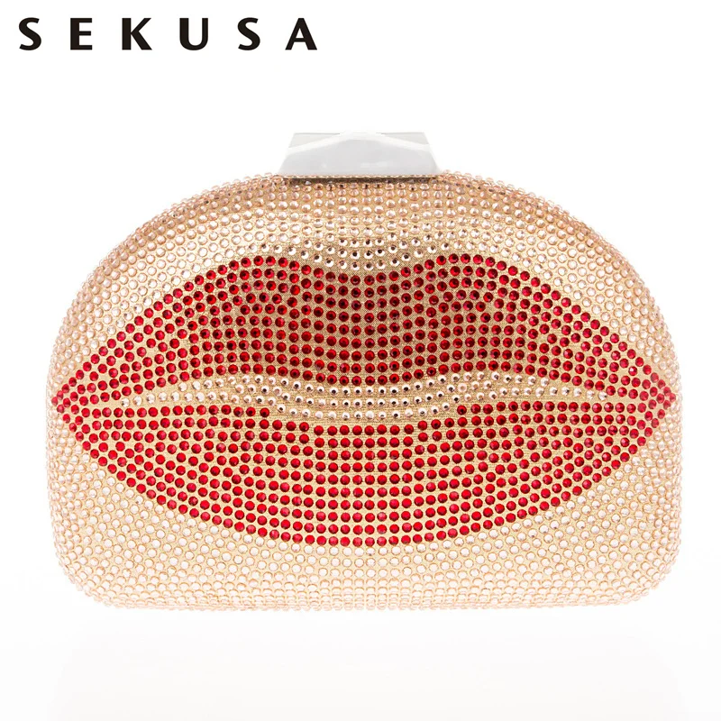 SEKUSA Стразы для губ вечерний клатч с сумочкой через плечо смешанные цвета bolsa