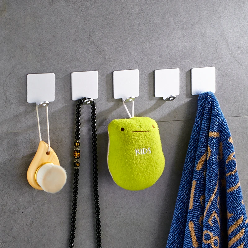 

Sticky Robe Hook Aluminum Towel Bag Hook Door Mounted Clothes Hanger Stainless Coat Hook Home Decor Livingroom Bathroom Kitchen