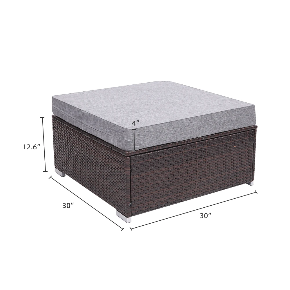 

【US Warehouse】Patio PE Wicker Rattan Ottoman Sofa