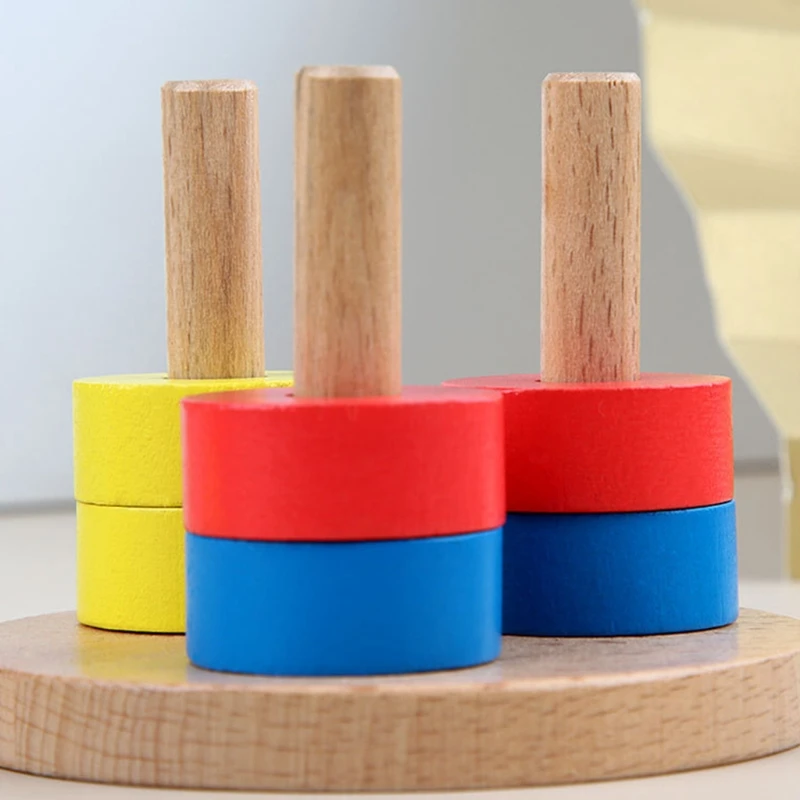 

Детский деревянный сортировки укладки игрушка Цвет распознавания головоломка укладчик раннее развитие ребенка пазл