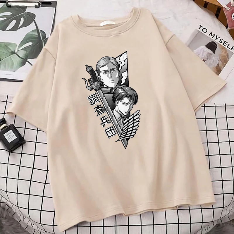 

2021 обувь для косплея по аниме «атака на Титанов»; Женские свободные футболки свободного покроя с коротким рукавом хлопковая футболка для де...