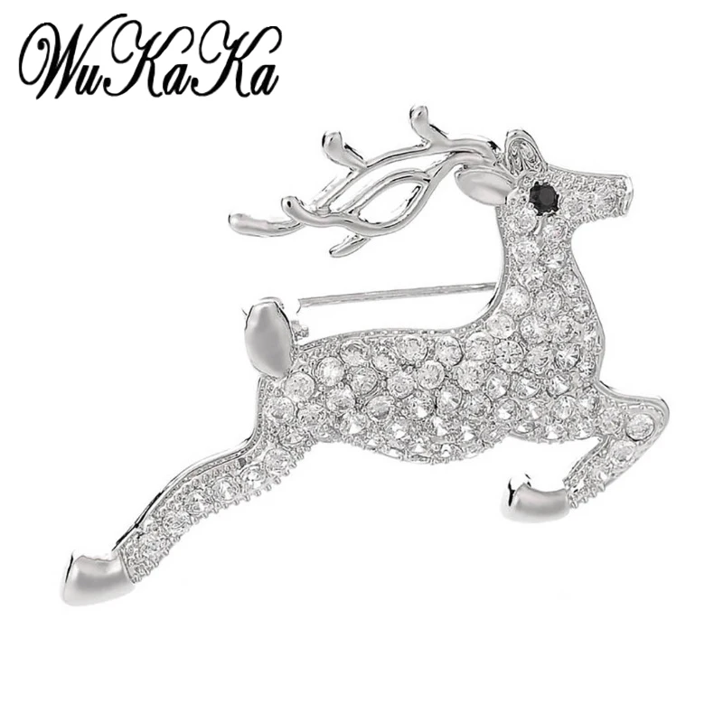 Wukaka Высококачественная Красивая брошь с оленем циркон женские броши булавки