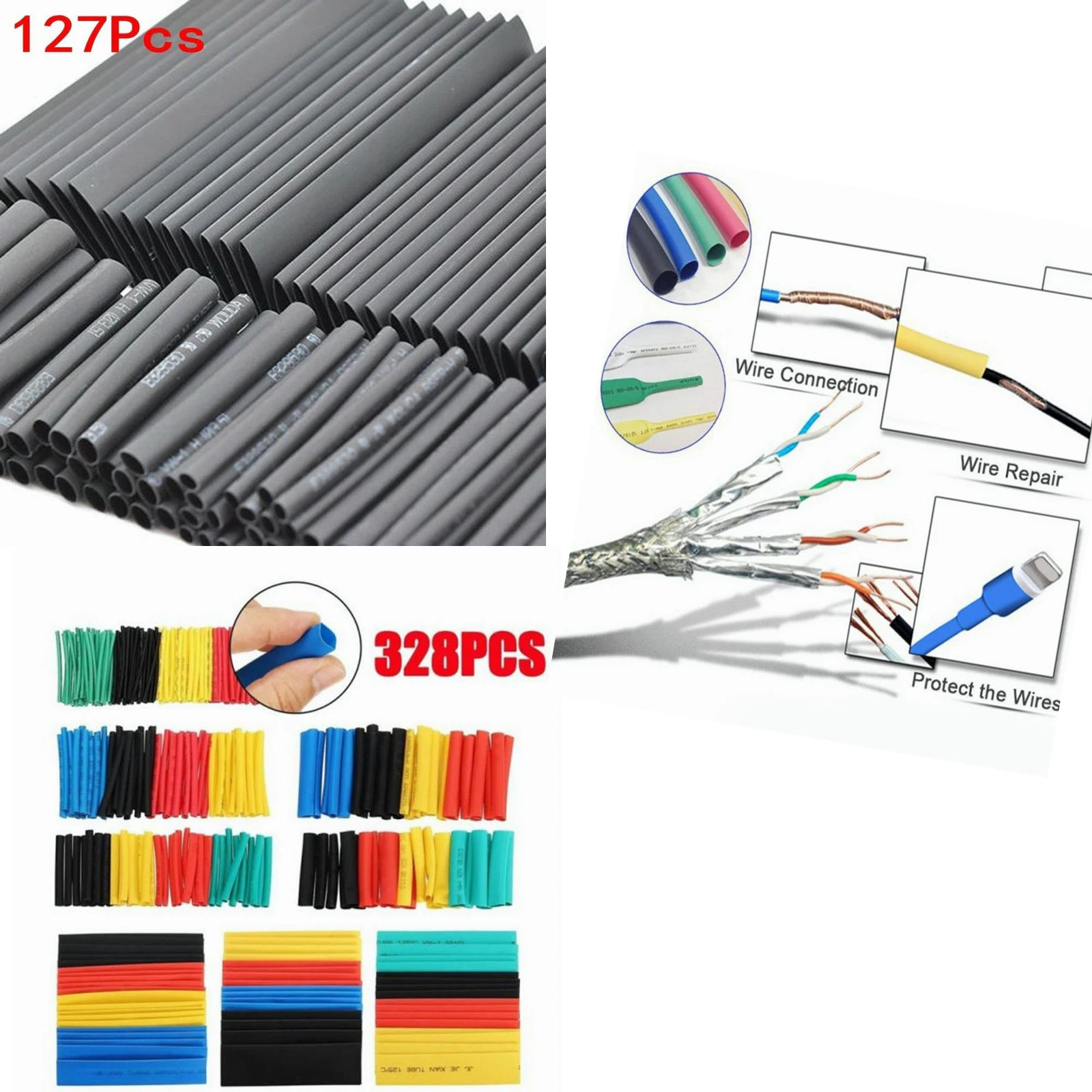 

328/127pcs Heat Shrink Tube Wires Shrinking Wrap Tubing Wire Connect Cover Protection Cable Electric Cable Waterproof Shrinkable