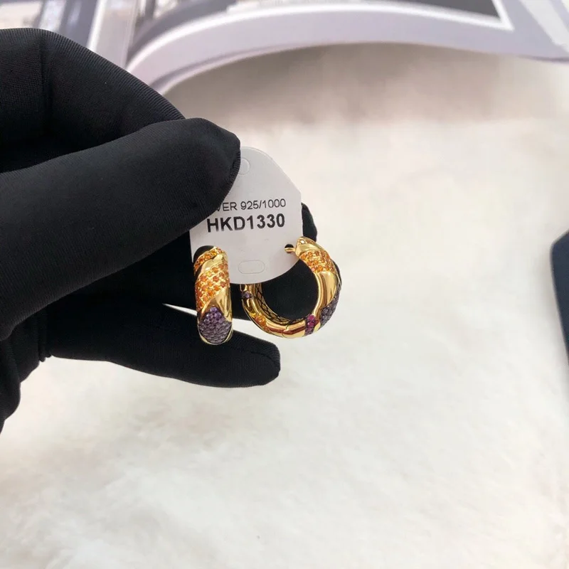 Модный шарм копия 1:1 желтый разноцветный обруч серьги женские роскошные