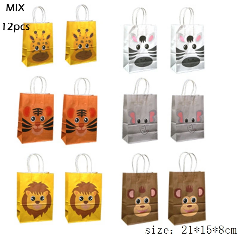 12 шт./лот Подарочный пакет для вечерние НКИ джунгли животные Лев детский душ зуб